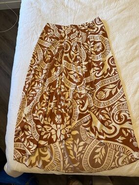 Joie Brown and Cream Printed High-Low Skirt